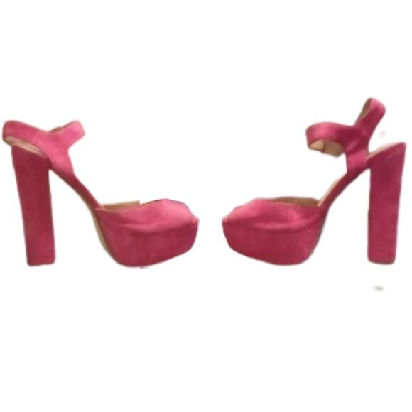 Steve Madden Women's Size 7.5M Jillyy Pink Suede Platform Heels - Picture 2 of 7